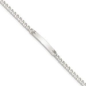 Kazi Luxury Sterling Silver Polished Engraveable Curb Link ID Bracelet